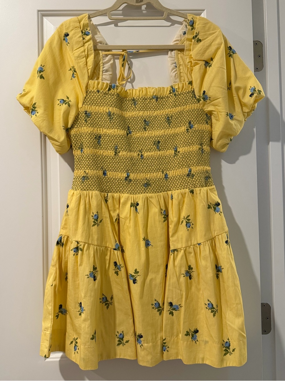 NWT Anthropologie Yellow Floral Smocked Sun Dress Size S